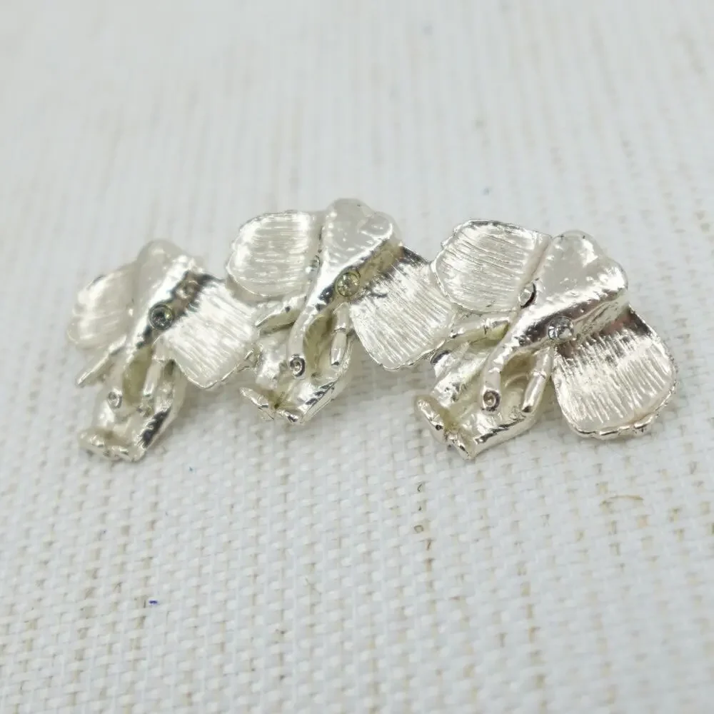 Elephant‎ Brooch Silver-Tone Rhinestone Eye Novelty Pin